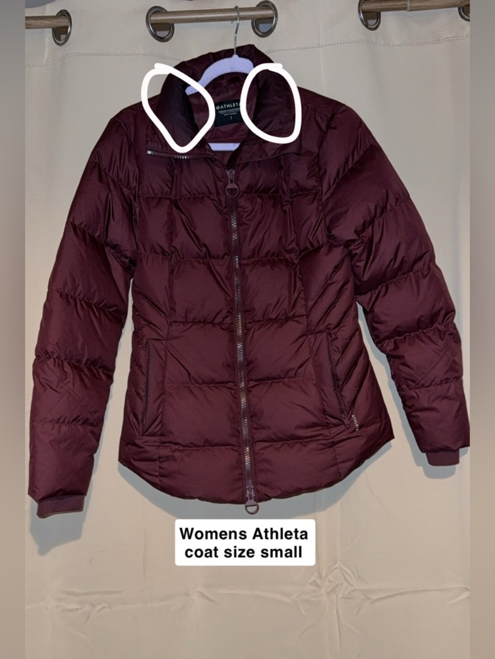 Athleta Quilted Puffer Jacket in Burgundy